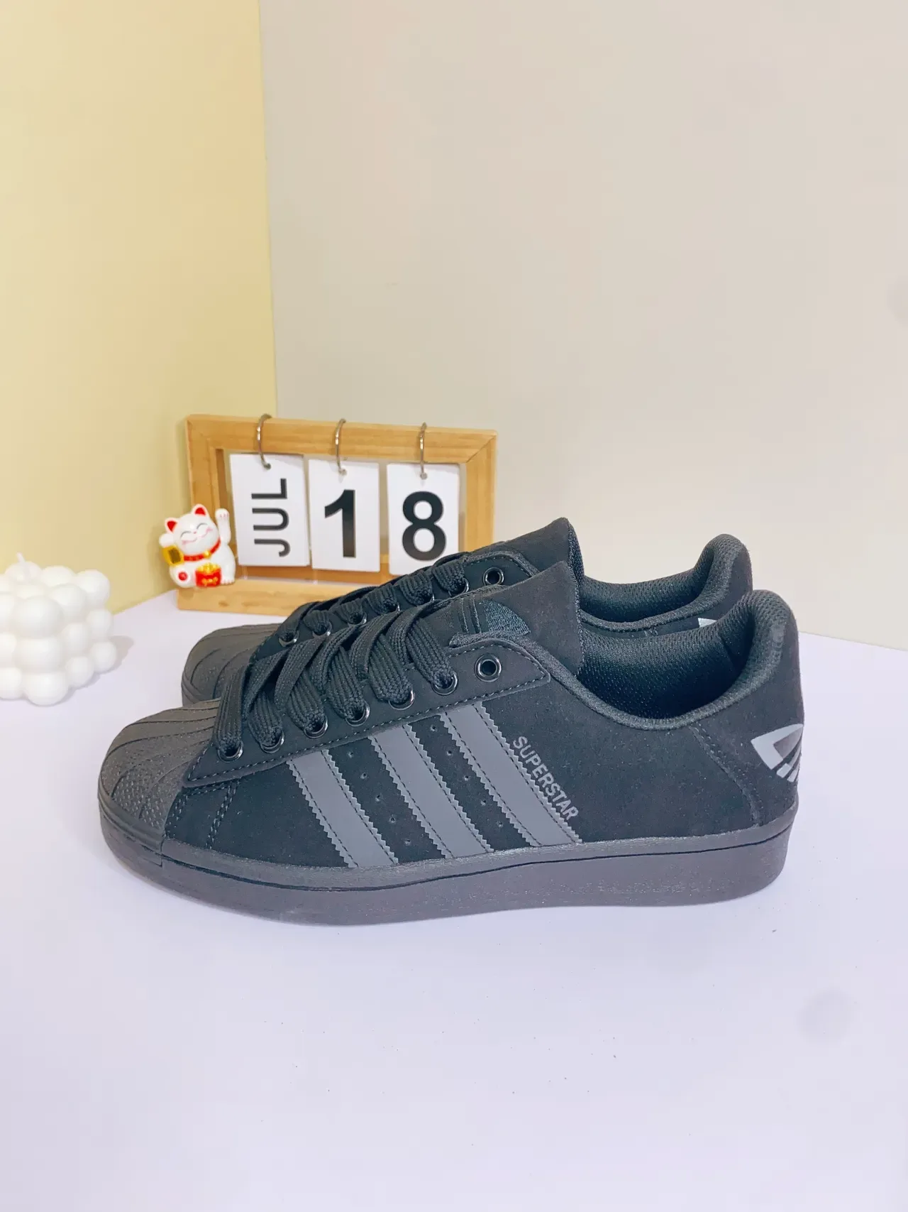Adidas Superstar Monochrome Black Lifestyle Sneakers 6