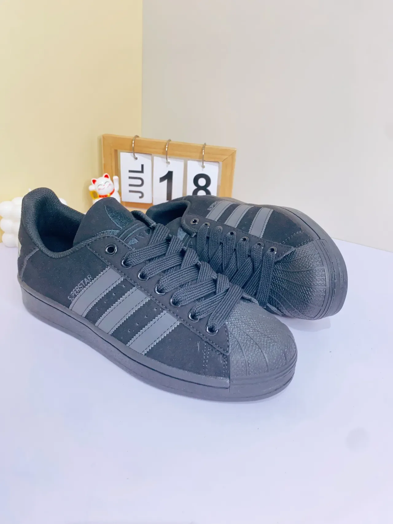 Adidas Superstar Monochrome Black Lifestyle Sneakers 7
