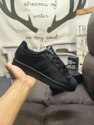 Adidas Superstar Monochrome Black Lifestyle Sneakers 5