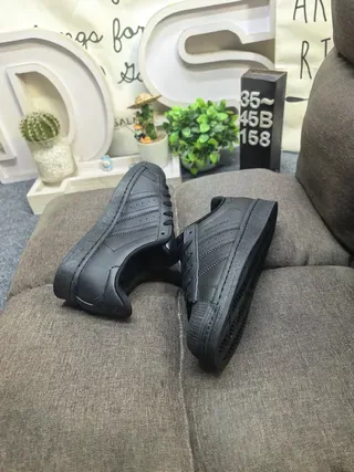 Adidas Superstar Monochrome Black Lifestyle Sneakers 6