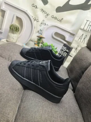 Adidas Superstar Monochrome Black Lifestyle Sneakers 7