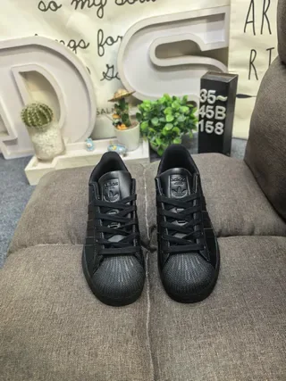 Adidas Superstar Monochrome Black Lifestyle Sneakers 10