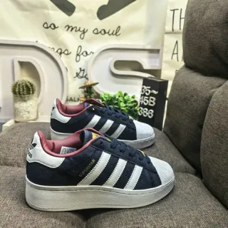 Adidas Superstar Navy Pink Shell-Toe Three-Stripe Side Panel Lifestyle Sneakers