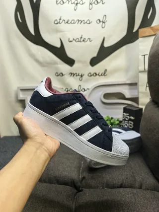 Adidas Superstar Navy Pink Shell-Toe Three-Stripe Side Panel Lifestyle Sneakers 5