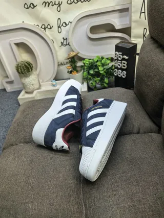Adidas Superstar Navy Pink Shell-Toe Three-Stripe Side Panel Lifestyle Sneakers 6