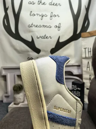 Adidas Superstar Off-White and Blue Lifestyle Sneakers 3