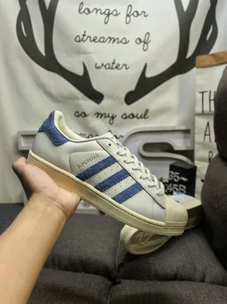 Adidas Superstar Off-White and Blue Lifestyle Sneakers 5