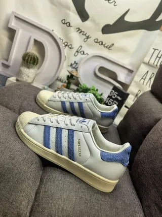 Adidas Superstar Off-White and Blue Lifestyle Sneakers 7