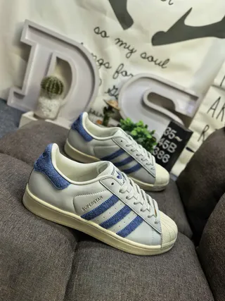 Adidas Superstar Off-White and Blue Lifestyle Sneakers 9