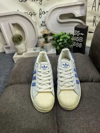 Adidas Superstar Off-White and Blue Lifestyle Sneakers 10