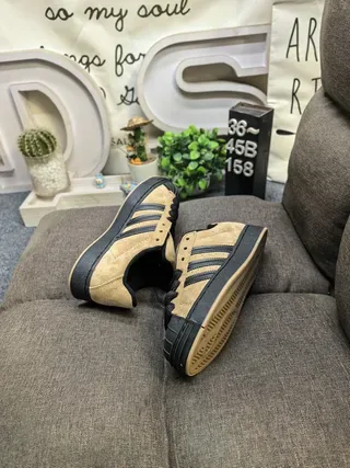 Adidas Superstar Tan and Black Lifestyle Sneakers 6