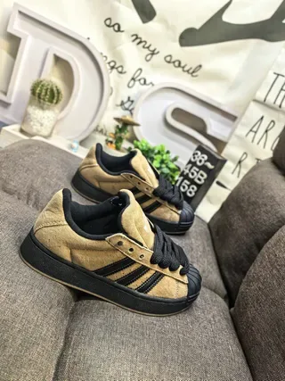 Adidas Superstar Tan and Black Lifestyle Sneakers 9