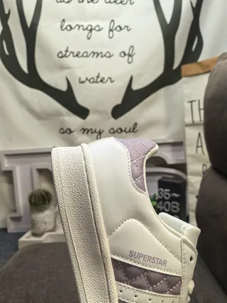 Adidas Superstar White and Lavender Quilted Lifestyle Sneakers 3