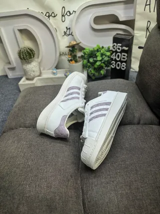 Adidas Superstar White and Lavender Quilted Lifestyle Sneakers 6