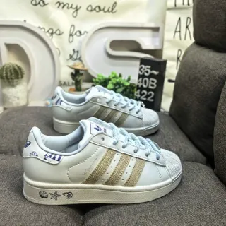Adidas White Beige Shell-Toe Three-Stripe Side Panel Lifestyle Sneakers