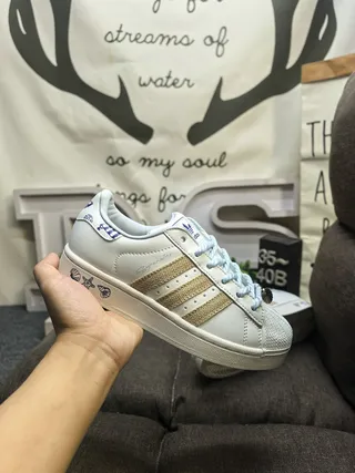 Adidas White Beige Shell-Toe Three-Stripe Side Panel Lifestyle Sneakers 5