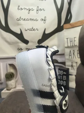 Adidas White Black Laceless Mary Jane Ruffled Strap Lifestyle Sneakers 3