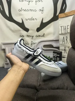 Adidas White Black Laceless Mary Jane Ruffled Strap Lifestyle Sneakers 5
