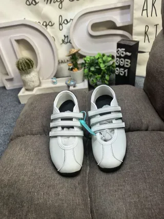 Adidas White Black Laceless Velcro Strap Closure Three-Stripe Side Panel Lifestyle Sneakers 10