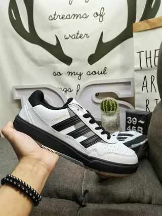 Adidas White Black Low-Top Perforated Toe Lifestyle Sneakers 5