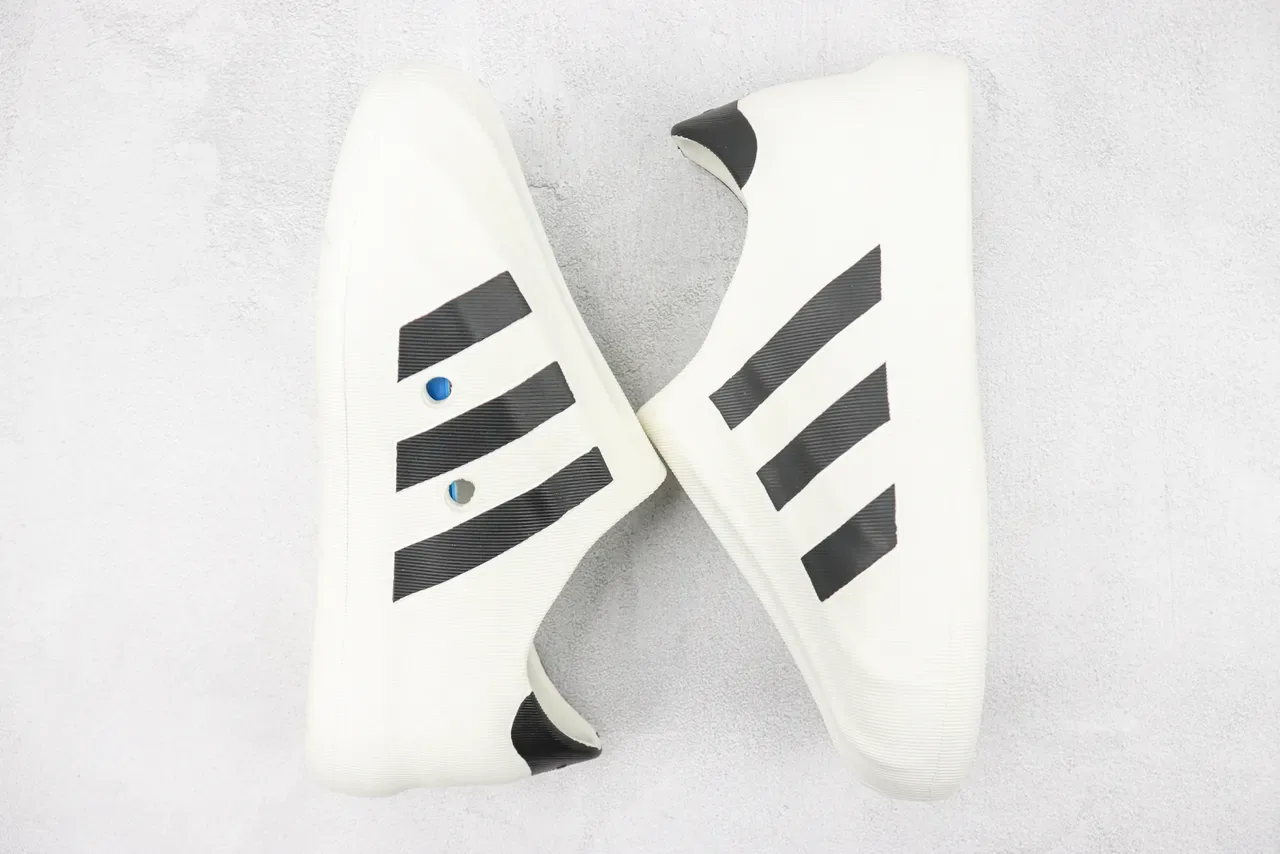 Adidas White Black Ribbed Monochrome Upper Slip-On Silhouette Sneakers 2