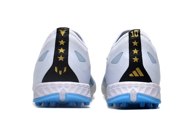 Adidas Chaussures de football Turf blanc et bleu low-cut avec col sock-fit 4