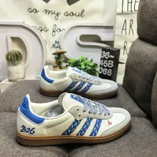 Adidas White Blue Low-Top Leather Upper Lifestyle Sneakers