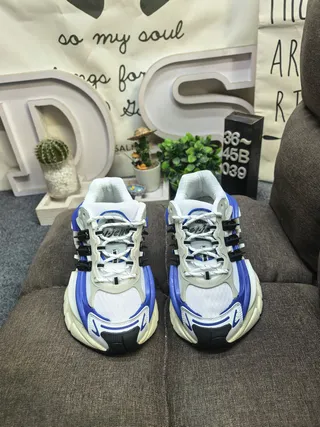 Adidas White Blue Midsole Asymmetrical Cage Overlay Chunky Sneakers 10