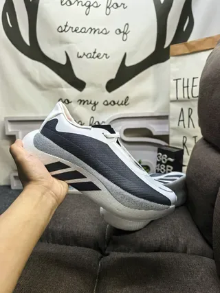 Adidas White Blue Sculpted Monolithic Midsole Three-Stripe Side Branding Lifestyle Sneakers 5