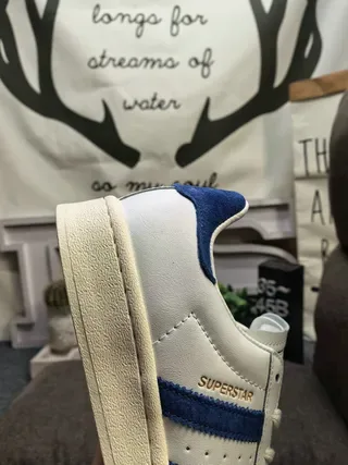 Adidas White Blue Shell-Toe Three-Stripe Lifestyle Sneakers 3
