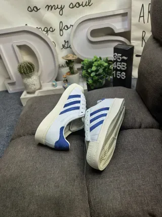 Adidas White Blue Shell-Toe Three-Stripe Lifestyle Sneakers 6