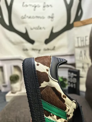 Adidas White Brown Cow-Print Upper Three-Stripe Side Panel Lifestyle Sneakers 23