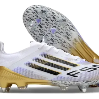 Adidas White Gold Low-Cut Knit Upper Heel Counter Firm-Ground Soccer Shoes