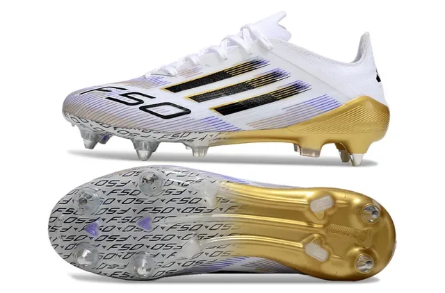 Adidas White Gold Low-Cut Knit Upper Heel Counter Firm-Ground Soccer Shoes 6
