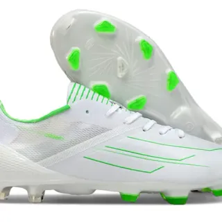 Adidas White Green Low-Cut Engineered Mesh Upper Firm-Ground Soccer Shoes