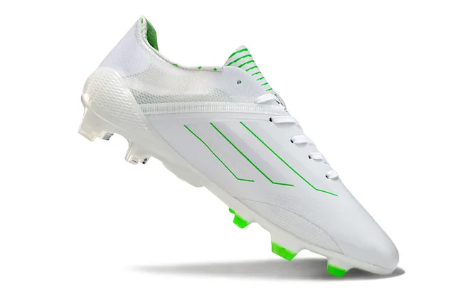 Adidas White Green Low-Cut Engineered Mesh Upper Firm-Ground Soccer Shoes 2