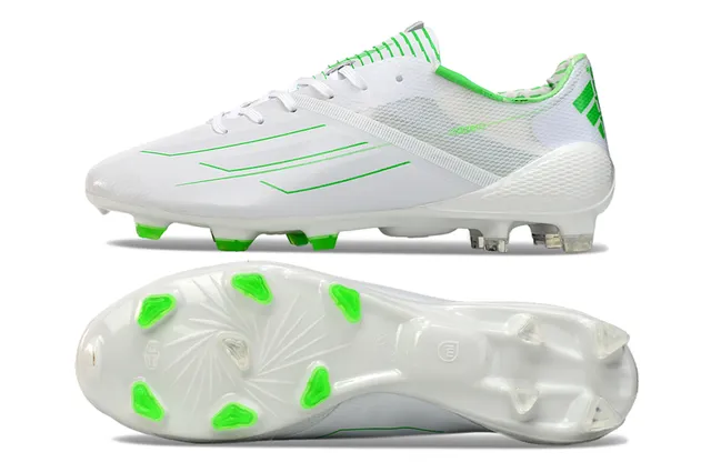 Adidas White Green Low-Cut Engineered Mesh Upper Firm-Ground Soccer Shoes 6