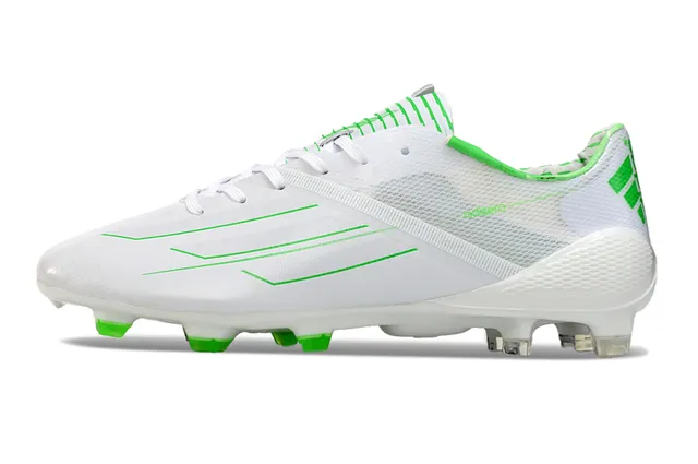 Adidas White Green Low-Cut Engineered Mesh Upper Firm-Ground Soccer Shoes 7