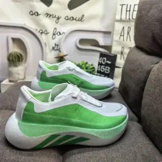 Adidas White Green Low-Top Knit Upper Lifestyle Sneakers