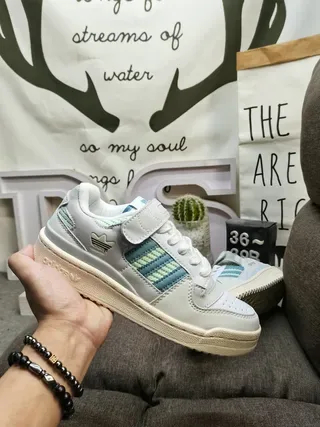 Adidas White Green Low-Top Velcro Strap Lifestyle Sneakers 5