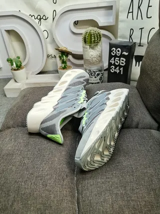 Adidas White Green Sculpted Ribbed Midsole Gradient Mesh Upper Chunky Sneakers 6