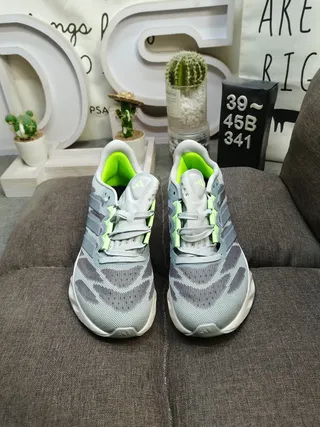 Adidas White Green Sculpted Ribbed Midsole Gradient Mesh Upper Chunky Sneakers 10