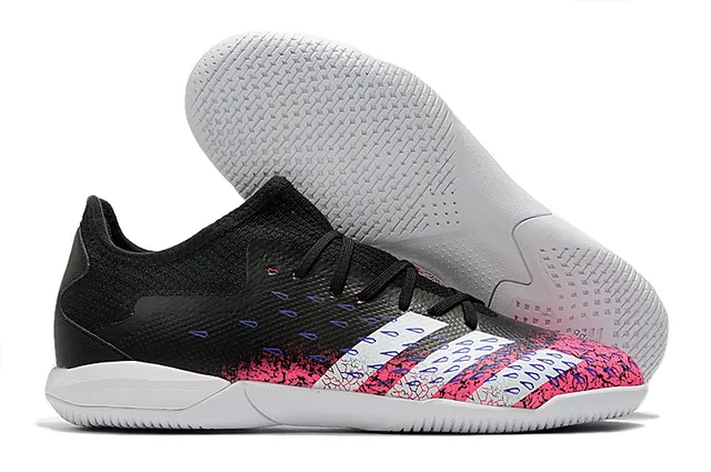 Adidas Blanc Multicolore Coupe Basse Tissu Supérieur Impression Abstraite Chaussures de Football Intérieur 4