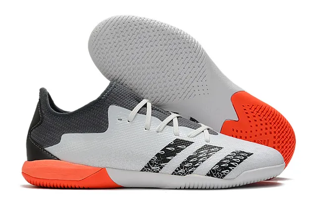 Adidas Blanc Multicolore Coupe Basse Tissu Supérieur Impression Abstraite Chaussures de Football Intérieur 12