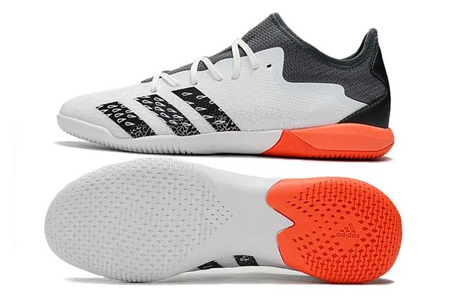 Adidas Blanc Multicolore Coupe Basse Tissu Supérieur Impression Abstraite Chaussures de Football Intérieur 19