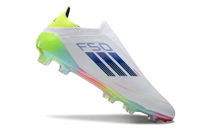 Adidas White Multicolor Sock-Fit Upper Iridescent Gradient Sole Firm-Ground Soccer Shoes 2