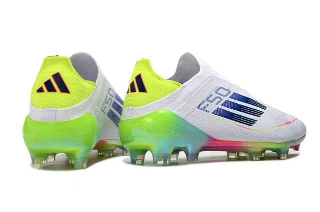 Adidas White Multicolor Sock-Fit Upper Iridescent Gradient Sole Firm-Ground Soccer Shoes 5