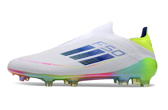 Adidas White Multicolor Sock-Fit Upper Iridescent Gradient Sole Firm-Ground Soccer Shoes 7