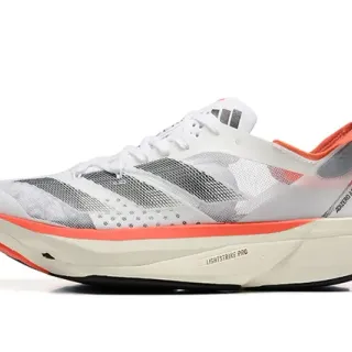 Adidas Blanc Orange Tige en Maille Ingénierée Superposition Trois Bandes Chaussures Running