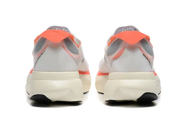 Adidas White Orange Engineered Mesh Upper Three-Stripe Overlay Running Shoes 3